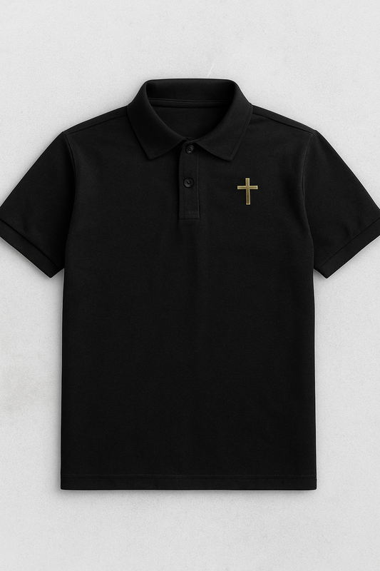 simple black polo with cross