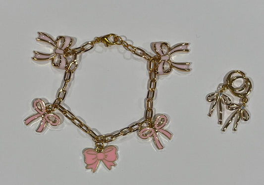 proverbs 31:30 bow charm bracelet + earring set